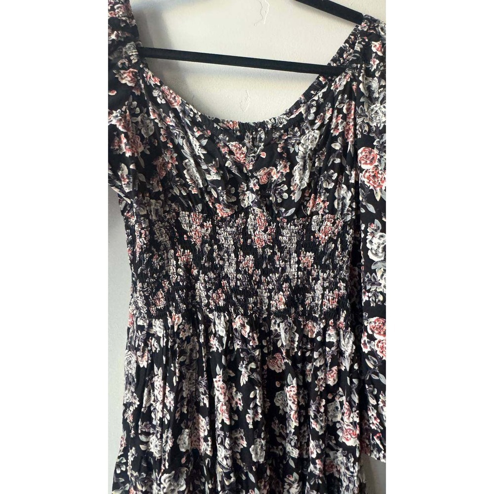 Angie Floral Mini Dress L Smocked Puff Sleeve Coquette Boho Festival Western - Picture 3 of 6